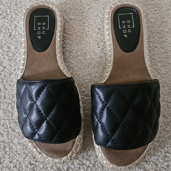 New Shu Shop Catherine" Quilted Espadrille Slides Size 8.5 - Picture 2 of 9